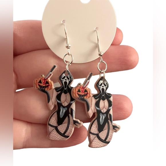 Sexy Spooky Girl Earrings - Halloween - Picture 1 of 4